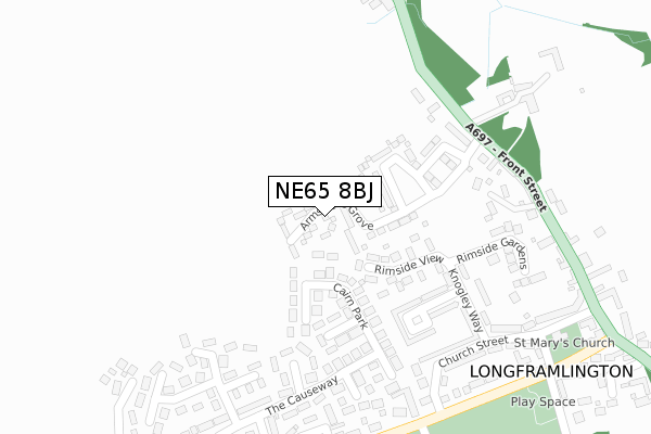 NE65 8BJ map - large scale - OS Open Zoomstack (Ordnance Survey)