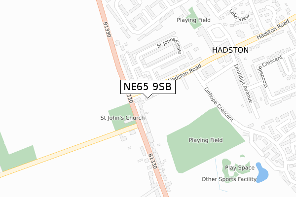 NE65 9SB map - large scale - OS Open Zoomstack (Ordnance Survey)