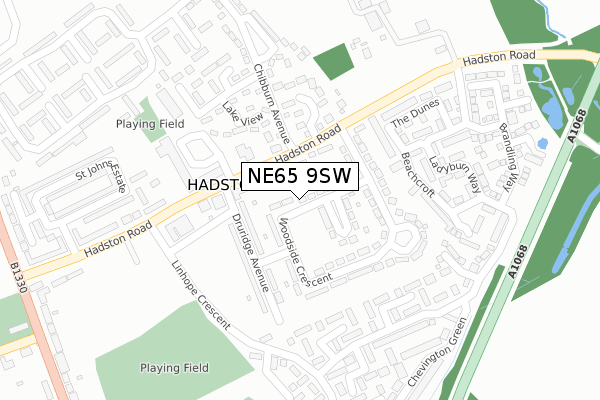 NE65 9SW map - large scale - OS Open Zoomstack (Ordnance Survey)