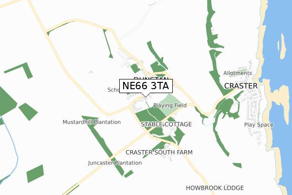 NE66 3TA map - small scale - OS Open Zoomstack (Ordnance Survey)