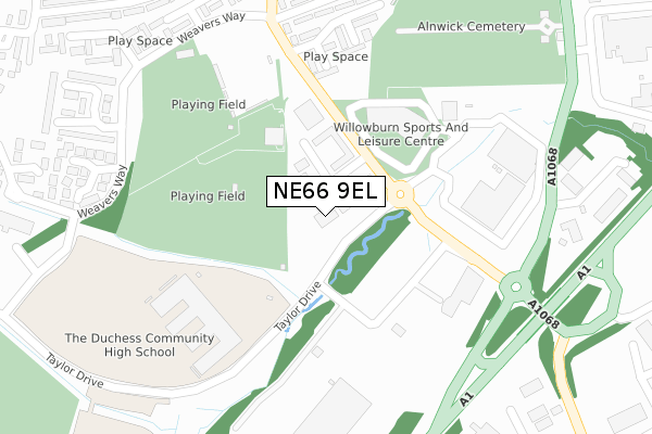 NE66 9EL map - large scale - OS Open Zoomstack (Ordnance Survey)