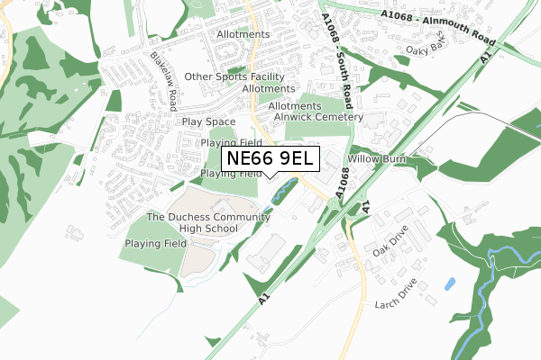 NE66 9EL map - small scale - OS Open Zoomstack (Ordnance Survey)