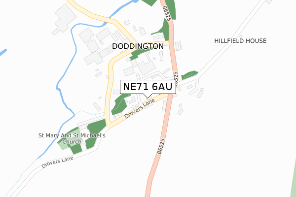 NE71 6AU map - large scale - OS Open Zoomstack (Ordnance Survey)