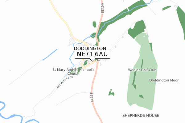 NE71 6AU map - small scale - OS Open Zoomstack (Ordnance Survey)