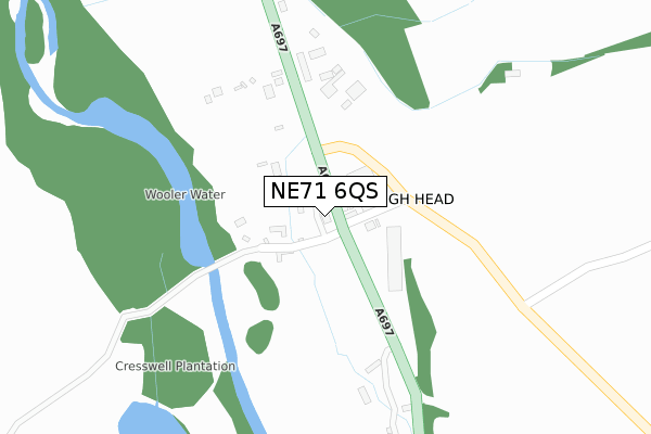 NE71 6QS map - large scale - OS Open Zoomstack (Ordnance Survey)