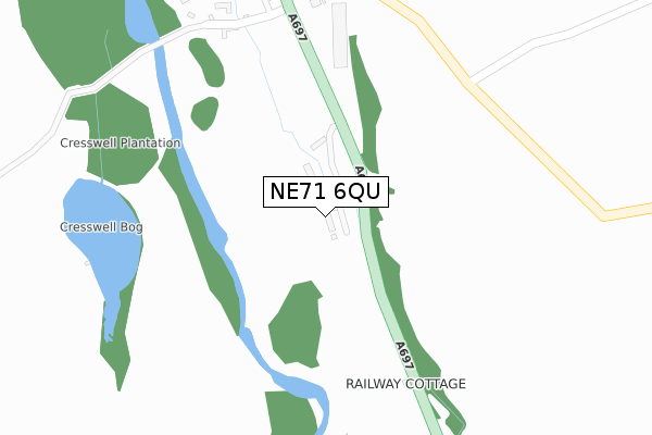 NE71 6QU map - large scale - OS Open Zoomstack (Ordnance Survey)