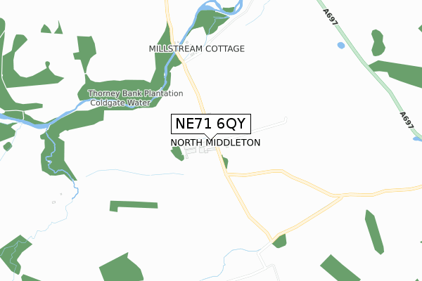 NE71 6QY map - small scale - OS Open Zoomstack (Ordnance Survey)