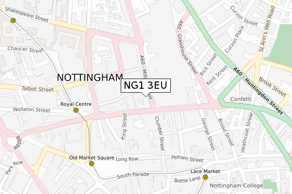 NG1 3EU map - large scale - OS Open Zoomstack (Ordnance Survey)