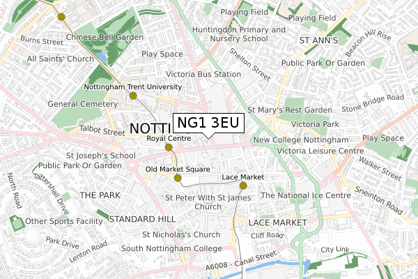 NG1 3EU map - small scale - OS Open Zoomstack (Ordnance Survey)