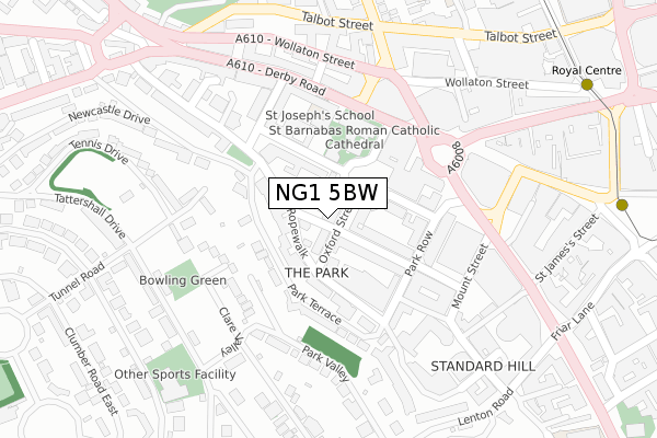 NG1 5BW map - large scale - OS Open Zoomstack (Ordnance Survey)