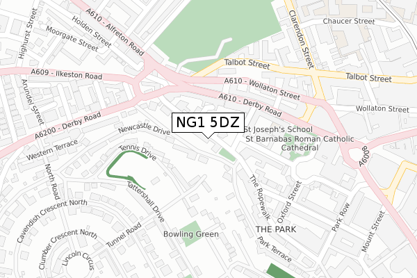 NG1 5DZ map - large scale - OS Open Zoomstack (Ordnance Survey)