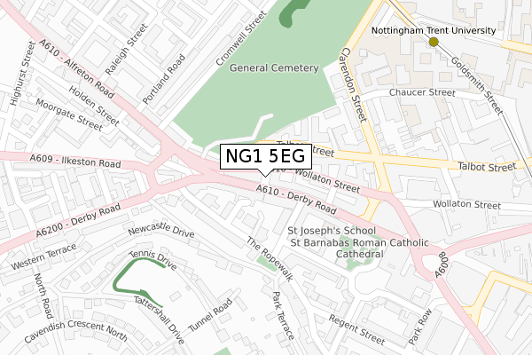 NG1 5EG map - large scale - OS Open Zoomstack (Ordnance Survey)