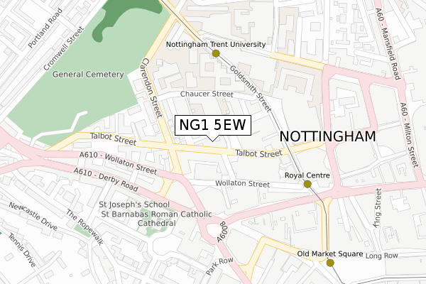 NG1 5EW map - large scale - OS Open Zoomstack (Ordnance Survey)