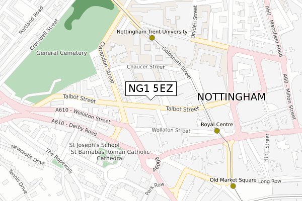 NG1 5EZ map - large scale - OS Open Zoomstack (Ordnance Survey)