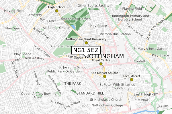 NG1 5EZ map - small scale - OS Open Zoomstack (Ordnance Survey)