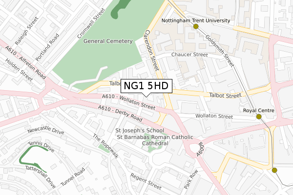 NG1 5HD map - large scale - OS Open Zoomstack (Ordnance Survey)