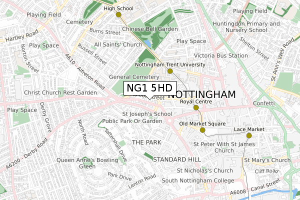 NG1 5HD map - small scale - OS Open Zoomstack (Ordnance Survey)