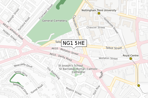 NG1 5HE map - large scale - OS Open Zoomstack (Ordnance Survey)