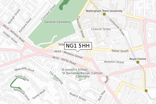 NG1 5HH map - large scale - OS Open Zoomstack (Ordnance Survey)