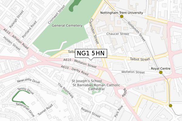 NG1 5HN map - large scale - OS Open Zoomstack (Ordnance Survey)