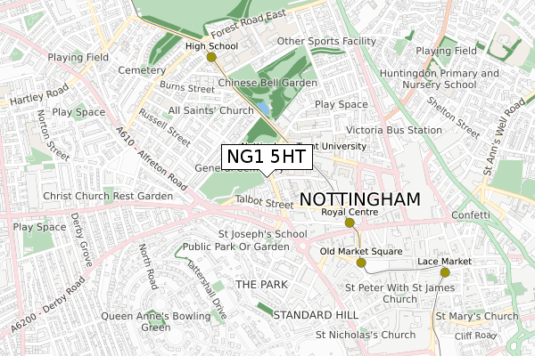 NG1 5HT map - small scale - OS Open Zoomstack (Ordnance Survey)