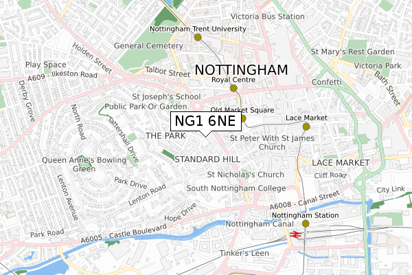 NG1 6NE map - small scale - OS Open Zoomstack (Ordnance Survey)