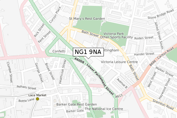 NG1 9NA map - large scale - OS Open Zoomstack (Ordnance Survey)