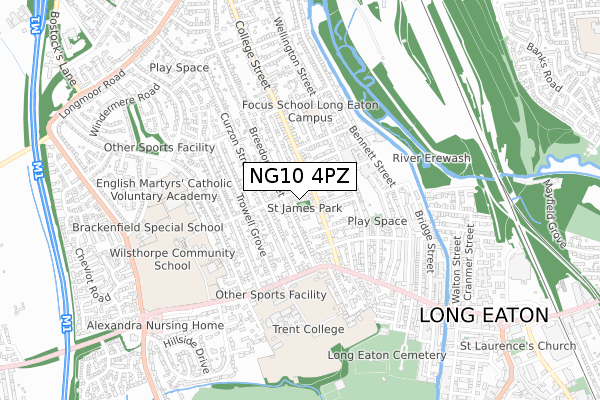 NG10 4PZ map - small scale - OS Open Zoomstack (Ordnance Survey)