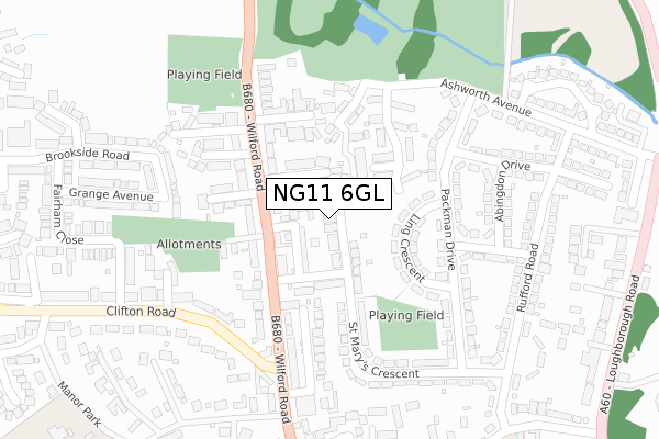 NG11 6GL map - large scale - OS Open Zoomstack (Ordnance Survey)