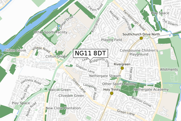 NG11 8DT map - small scale - OS Open Zoomstack (Ordnance Survey)