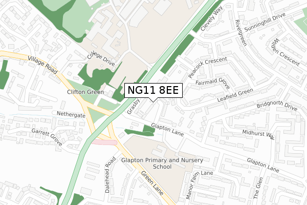 NG11 8EE map - large scale - OS Open Zoomstack (Ordnance Survey)