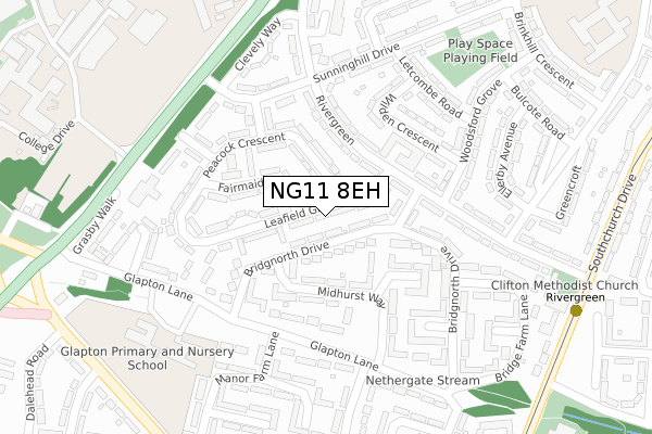 NG11 8EH map - large scale - OS Open Zoomstack (Ordnance Survey)