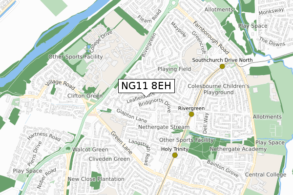 NG11 8EH map - small scale - OS Open Zoomstack (Ordnance Survey)