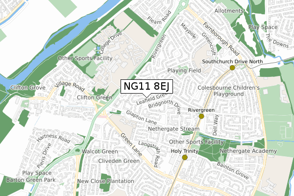 NG11 8EJ map - small scale - OS Open Zoomstack (Ordnance Survey)