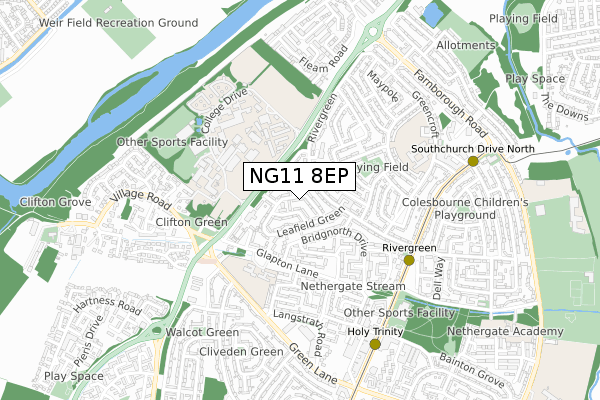 NG11 8EP map - small scale - OS Open Zoomstack (Ordnance Survey)