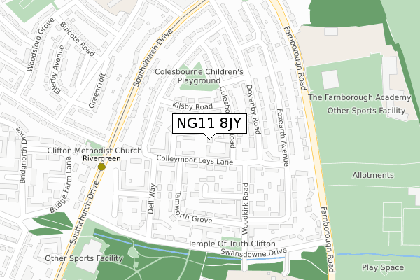 NG11 8JY map - large scale - OS Open Zoomstack (Ordnance Survey)