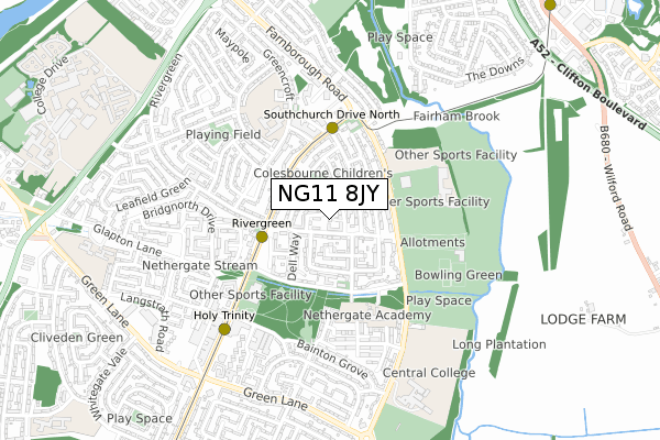 NG11 8JY map - small scale - OS Open Zoomstack (Ordnance Survey)