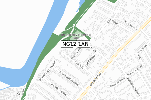 NG12 1AR map - large scale - OS Open Zoomstack (Ordnance Survey)