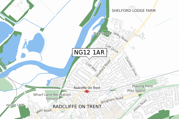 NG12 1AR map - small scale - OS Open Zoomstack (Ordnance Survey)