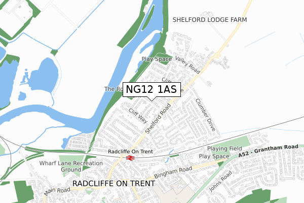 NG12 1AS map - small scale - OS Open Zoomstack (Ordnance Survey)