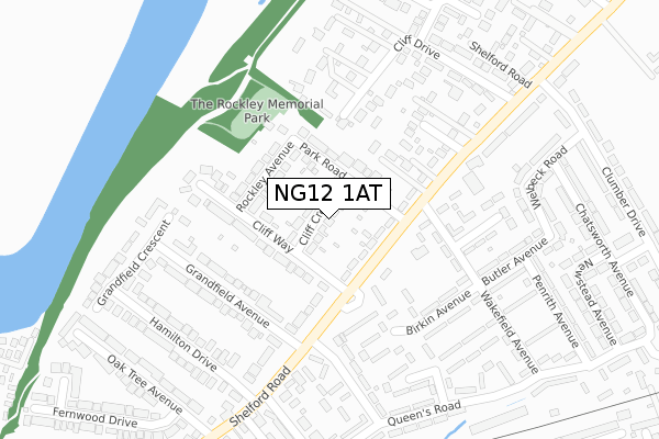 NG12 1AT map - large scale - OS Open Zoomstack (Ordnance Survey)