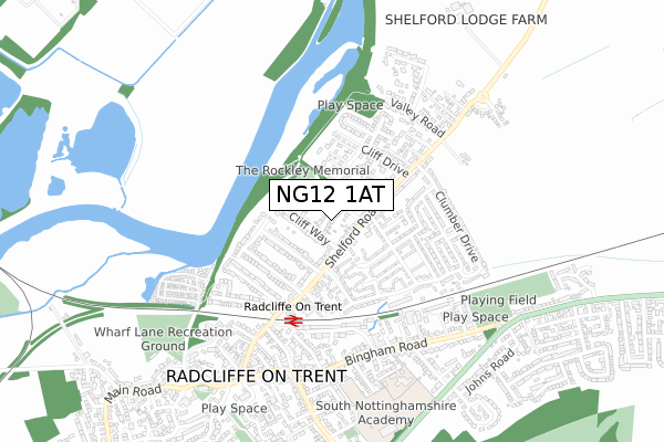 NG12 1AT map - small scale - OS Open Zoomstack (Ordnance Survey)