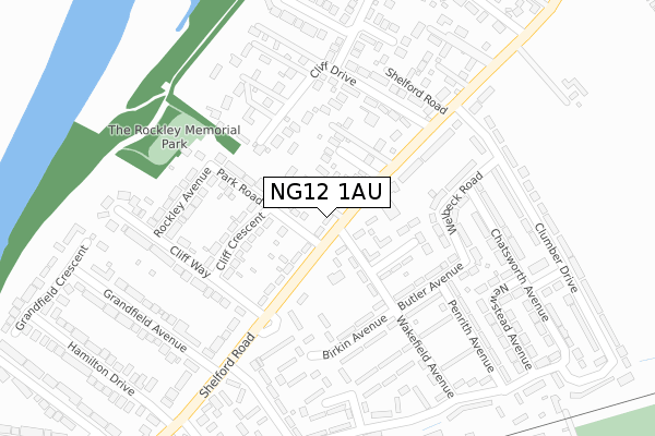 NG12 1AU map - large scale - OS Open Zoomstack (Ordnance Survey)