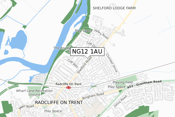 NG12 1AU map - small scale - OS Open Zoomstack (Ordnance Survey)