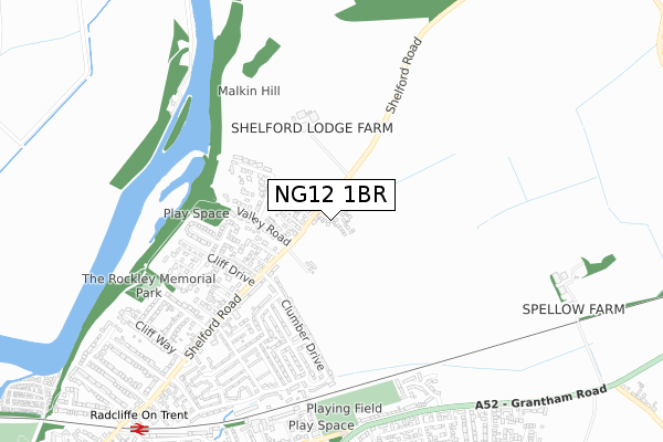 NG12 1BR map - small scale - OS Open Zoomstack (Ordnance Survey)