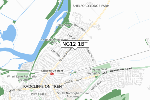 NG12 1BT map - small scale - OS Open Zoomstack (Ordnance Survey)