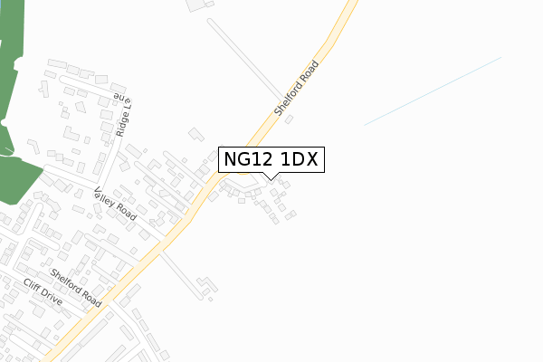 NG12 1DX map - large scale - OS Open Zoomstack (Ordnance Survey)