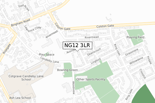 NG12 3LR map - large scale - OS Open Zoomstack (Ordnance Survey)