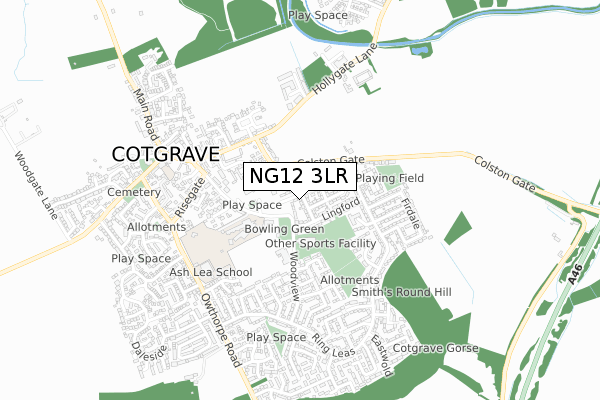 NG12 3LR map - small scale - OS Open Zoomstack (Ordnance Survey)