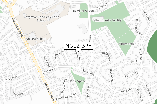 NG12 3PF map - large scale - OS Open Zoomstack (Ordnance Survey)